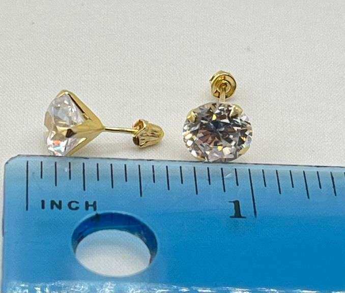 14KT Yellow Gold Cubic Zirconia Stud Earrings