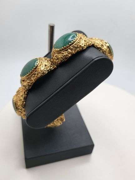 Investment! Antique 14KT Yellow Gold Bracelet featuring very Rare Jade