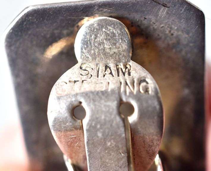 Blue Enamel SIAM Thai Dancer Bracelet in Sterling Silver