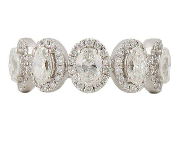 2.40ctw Oval and Round Diamond Five Stone Frame Ring in 14K