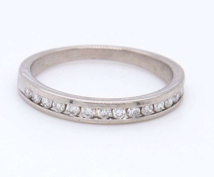 14kt White gold channel set diamond band