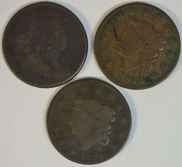 Trio of nicer US Large Cents from 1802, 1822, & 1832
