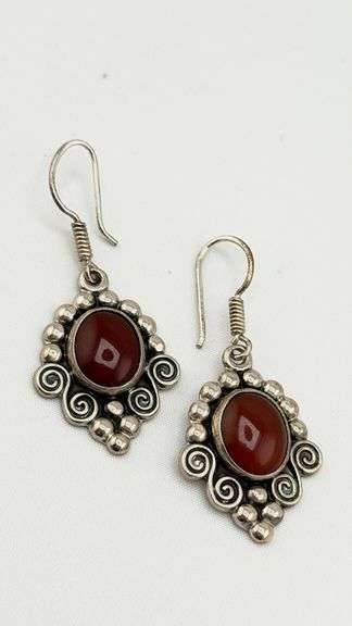 925 Sterling Silver Mark Wasserman Samara Red Carnelian Dangle Earrings