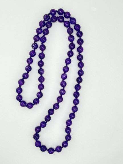 Native American Long Strand Amethyst Round Beads Necklace