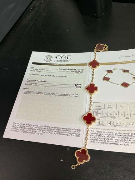 CERTIFIED BRAND NEW 18K YELLOW GOLD CLOVER LEAF BRACELET