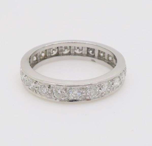 Vintage Diamond Eternity Band Crafted in 18k White Gold