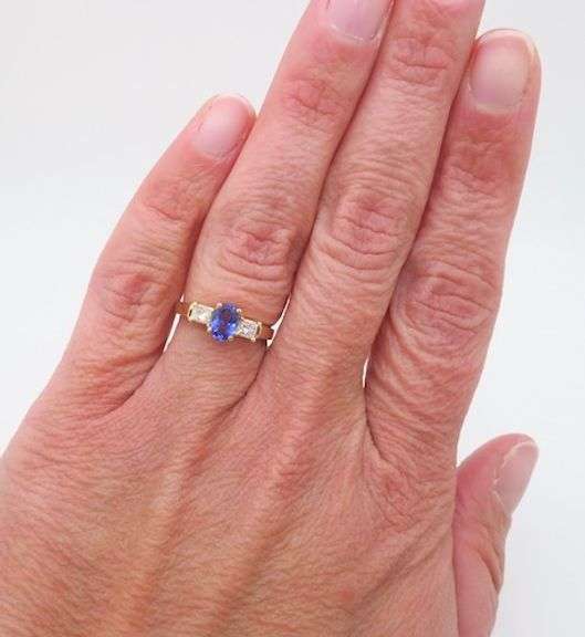 Tanzanite & Diamond Three Stone Ring