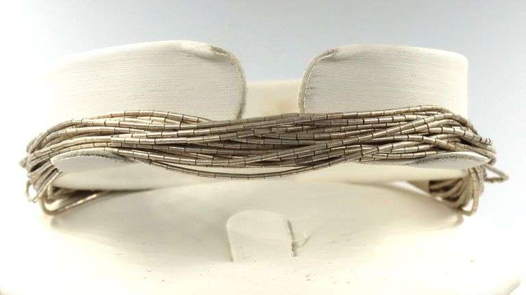 Set of Vintage 925 sterling silver multi strand necklace, bracelet and dangle earrings