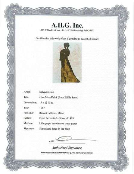 Highly Collectible and Rare Salvador Dali Original Lithograph from the 'Biblia Sacra' Suite