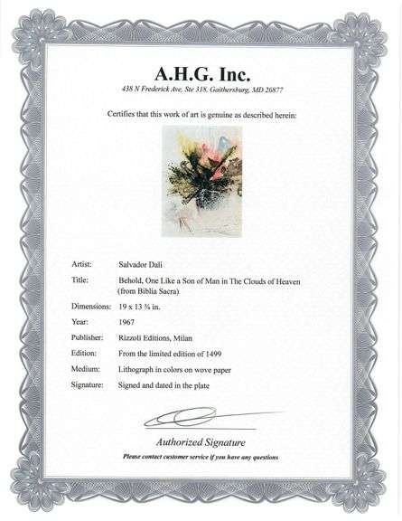 Highly Collectible and Rare Salvador Dali Original Lithograph from the 'Biblia Sacra' Suite