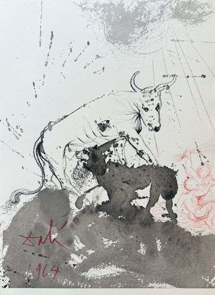 Highly Collectible and Rare Salvador Dali Original Lithograph from the 'Biblia Sacra' Suite