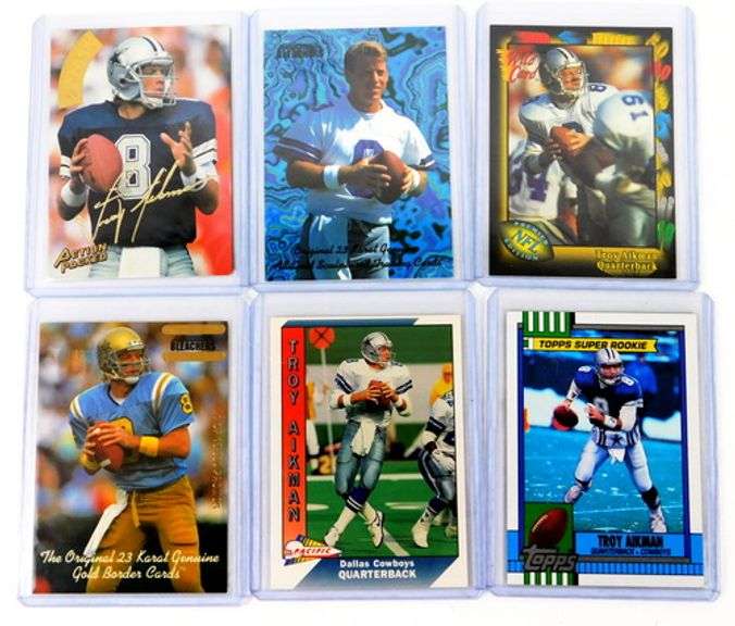 6 Troy Aikman Football Cards, 1 Rookie