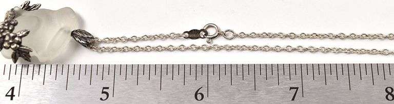 Glass Rabbit Pendant Necklace in Sterling Silver