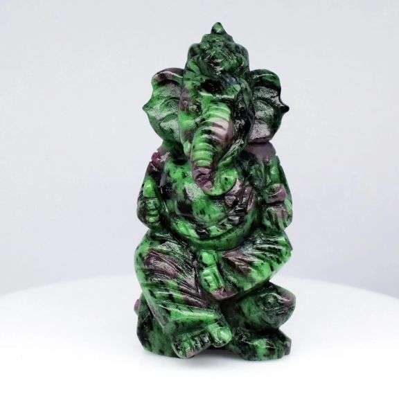 Fantastic color! 229.77ct Ruby in Zoisite Ganesh carving!