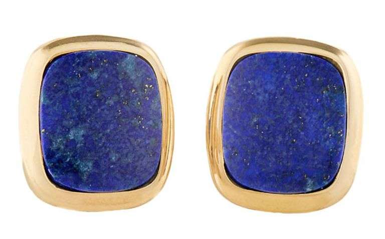 Cushion Cut Lapis Lazulite Cuff links in 14K