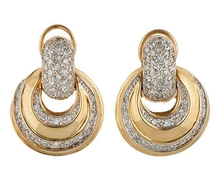 0.50ctw Pave Diamond Circular Omega Back Drop Earrings in 18K