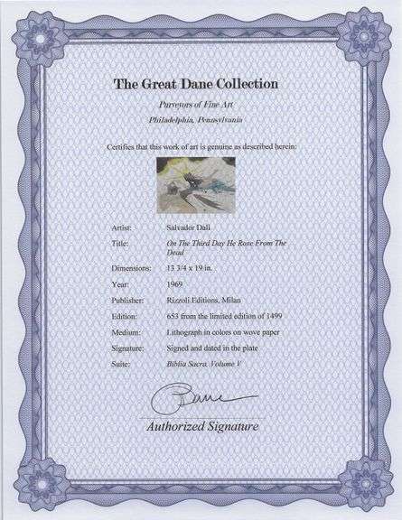 Highly Collectible and Rare Salvador Dali Original Lithograph from the 'Biblia Sacra' Suite