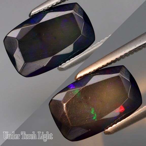 Floral patterned 1.60ct faceted Black Opal