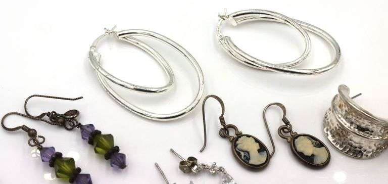 Group lot of Vintage 925 sterling silver earrings and charms