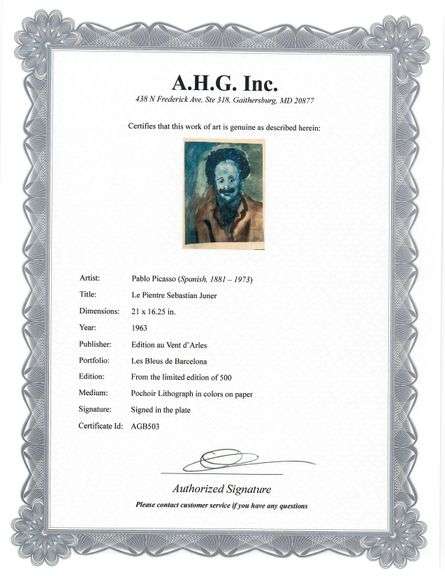 Original Lithograph from Picasso Les Bleus de Barcelona Picasso 1963 Portfolio