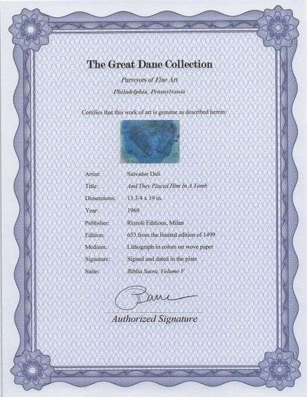 Highly Collectible and Rare Salvador Dali Original Lithograph from the 'Biblia Sacra' Suite