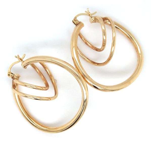 14kt Yellow gold triple hoop earrings