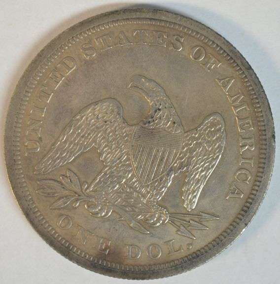 Very Scarce 1844 No Motto Liberty Seated Silver Dollar in XF/AU