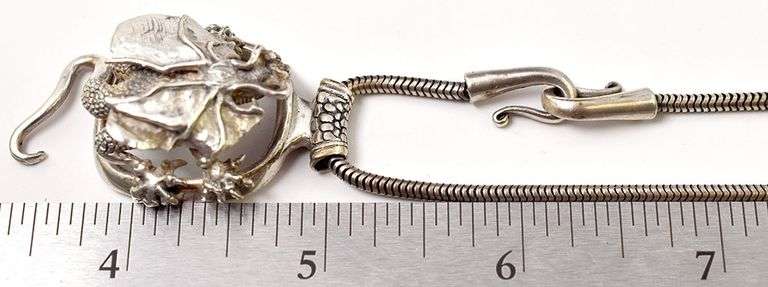 Dragon Pendant Necklace in Sterling Silver