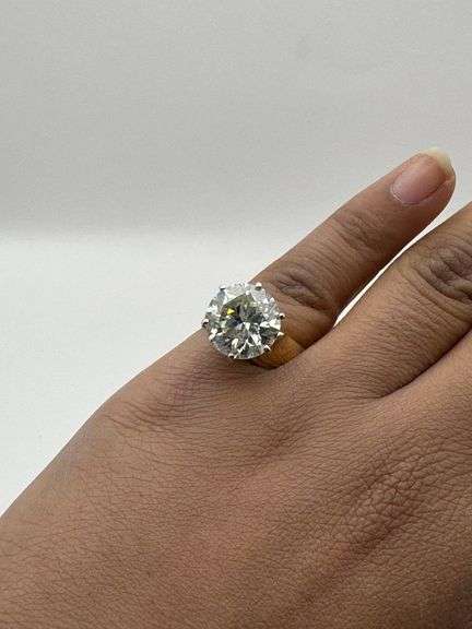 14K Yellow Gold Solitaire 6.77 cts Diamond Engagement Ring