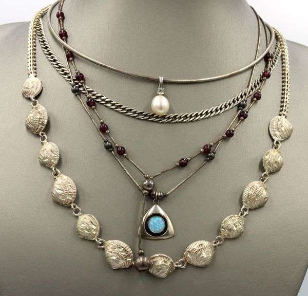 Group lot of 5 Vintage 925 sterling silver necklaces