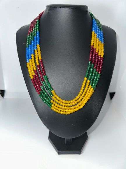 Natual Ruby , Emerald and Cornflower Blue and Yellow Sapphire 5 Necklace