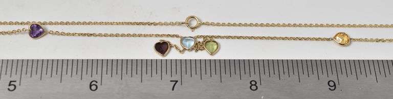 Angelic 14K Yellow Gold Multi-Gemstone Heart Necklace