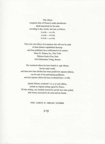 Exclusive Limited Edition Pablo Picasso Lithograph "Le Gout du Bonheur", 1970