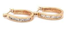 Useful 14K YG Hoop Earrings with Channel Set Diamonds