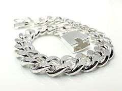 Strong 30.4 Gram 14 Kt White Gold Plate Curb Link Bracelet