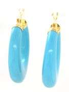 10kt Yellow gold Synthetic Turquoise hoop earrings
