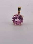 CERTIFIED 14K YELLOW GOLD PINK SAPPHIRE PENDANT