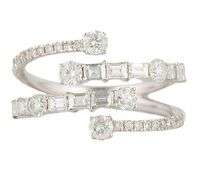 1.70ctw Baguette and Round Diamond Multi Row Bypass Ring in 14K
