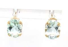 14kt Yellow gold 2ctw oval aquamarine stud earrings
