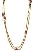 Chanel Pink Stone and Faux Pearl Station Necklace