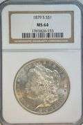 Near Gem BU 1879-S Morgan Silver Dollar. NGC MS64