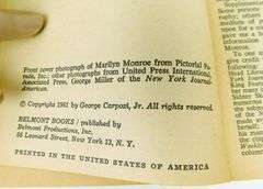 1961 Marilyn Monroe Paperback Book
