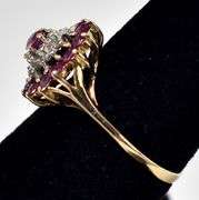 Pretty 10K Yellow Gold Ruby Gemstone Ring with Diamond Accents