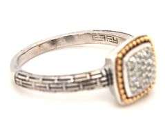 Effy 925 and 18kt gold diamond pave square ring