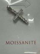 Rhodium Plated 925 Sterling Silver Moissanite Cross Pendant
