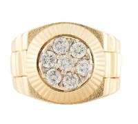 Gents 1.05ctw Round Diamond Rolex Style Ring in 14K