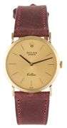 Rolex Cellini, 32mm, Aftermarket Burgundy Calfskin Bracelet, 18K Yellow Gold Watch
