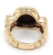 14kt Yellow gold Coin and green tourmaline cab ring