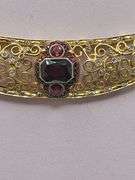 Rare Antique Russian 14KT Gold Necklace with Rubies, garnet and Diamonds
