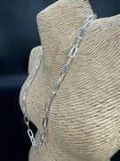 Sterling Silver Paperclip Flat Link Chain 5.8mm Solid 925 Italy Necklace 18"